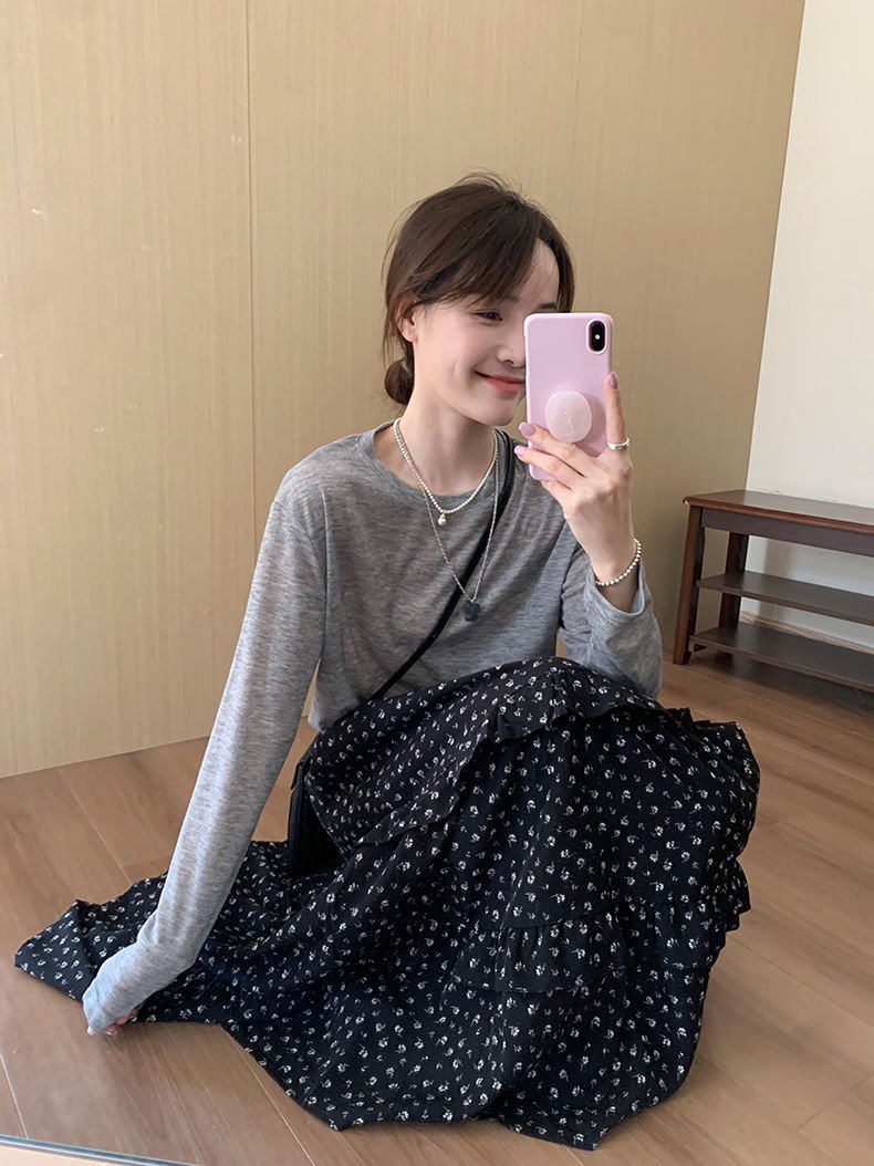 レディース スカート 花柄 スリム 春夏 ボトムス 春 夏 ブラック ロング Aライン ハイウエスト タイ