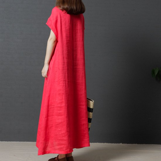 ワンピース 半袖 無地 春夏 春 夏 ラウンドネック シンプル ロング 上品 大きい
