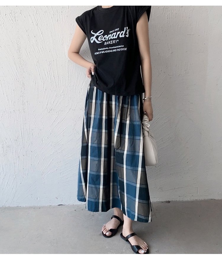 スカート チェック柄 春夏 カジュアル きれいめ 春 夏 ミモレ 上品 Aライン ポリエステル