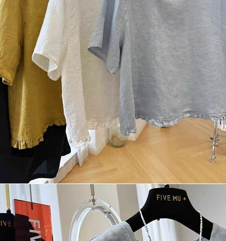 レディース シャツ トップス Tシャツ 半袖 無地 アニマル柄 コットン 綿 リネン 春夏 カジュアル 前開き ミニ 春 夏 ラウンドネック ロング フリル 切り替えデザイン プルオーバー 麻 フェミニン