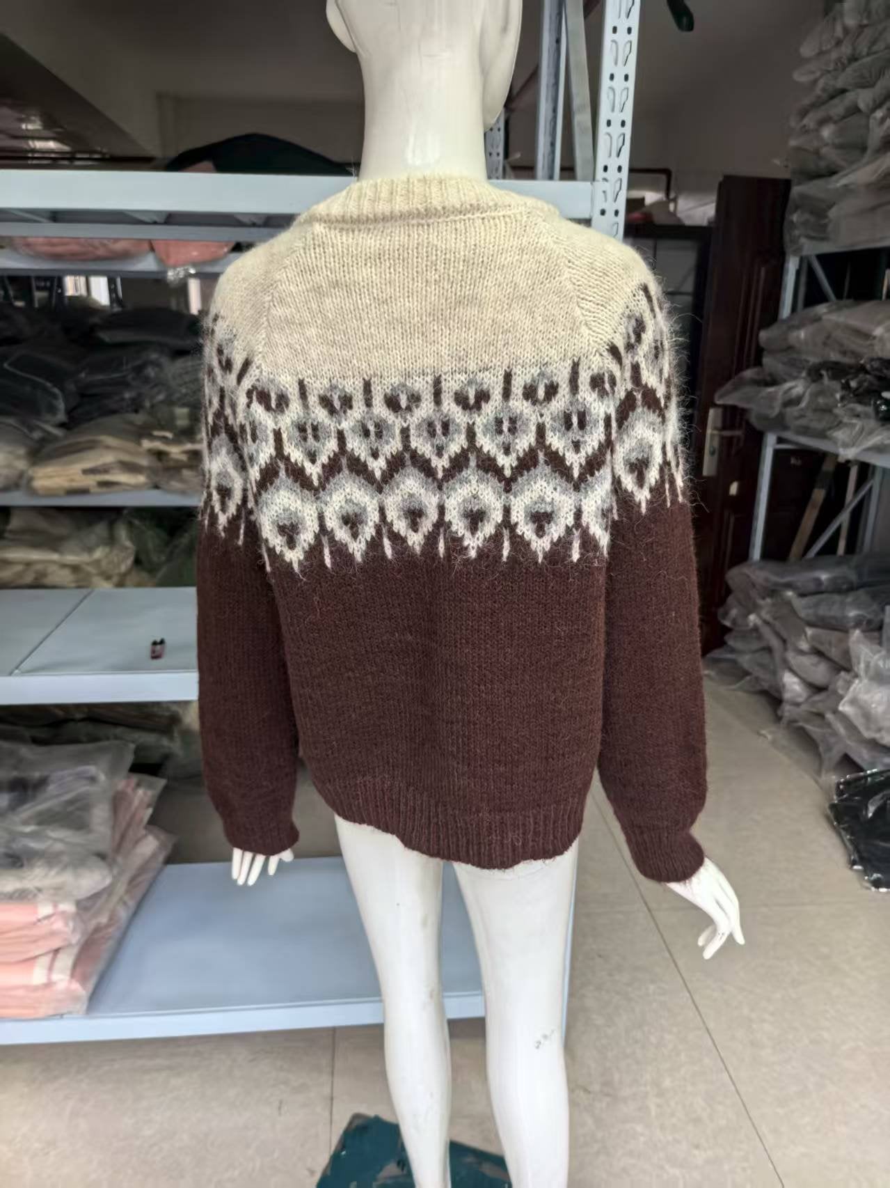 レディース ニット カーディガン コート 長袖 ゆったり 秋冬 秋 きれいめ レトロ 膝丈 ラウンドネック 冬 上品 厚手 セーター ポリエステル
