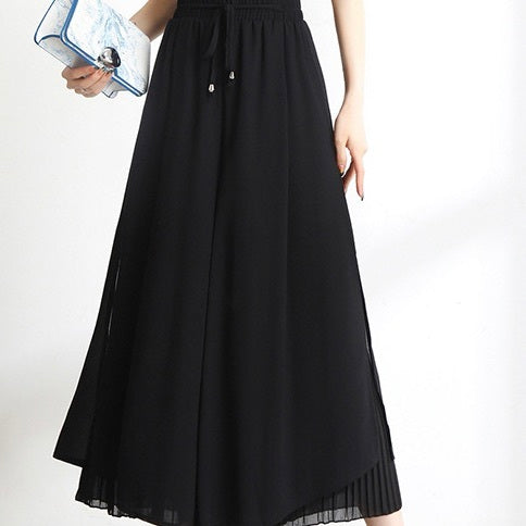 レディース パンツ ボトムス ロングパンツ ワイドパンツ 9分丈 アンクル丈 ワイド フレア フェミニン プリーツ シフォン スリット サイドスリット ハイウエスト ドロスト かわいい 大人可愛い きれいめ シンプル 上品 おしゃれ ラフ ガーリー 抜け感 ラブリー キュート 無地 春 夏 デート お出かけ 休日 楽ちん 体型カバー 美脚 脚長 インスタ映え S M L XL 2XL 3XL 4XL 5XL 小さいサイズ 大きいサイズ ビッグ ゆったり ゆる 白 ホワイト 黒 ブラック 水色 ライトブルー