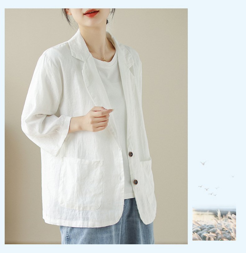 レディース ジャケット ゆったり コットン 綿 リネン 春夏 きれいめ レトロ 通勤 オフィス 体型カバー 春 ショート 夏 レザー レギュラー ボタン
