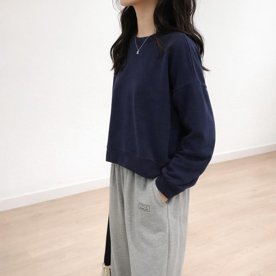 レディース トップス 長袖 ゆったり コットン 綿 春 秋冬 カジュアル 春夏 ショート ラウンドネック 秋 冬 裏起毛 プルオーバー タイ