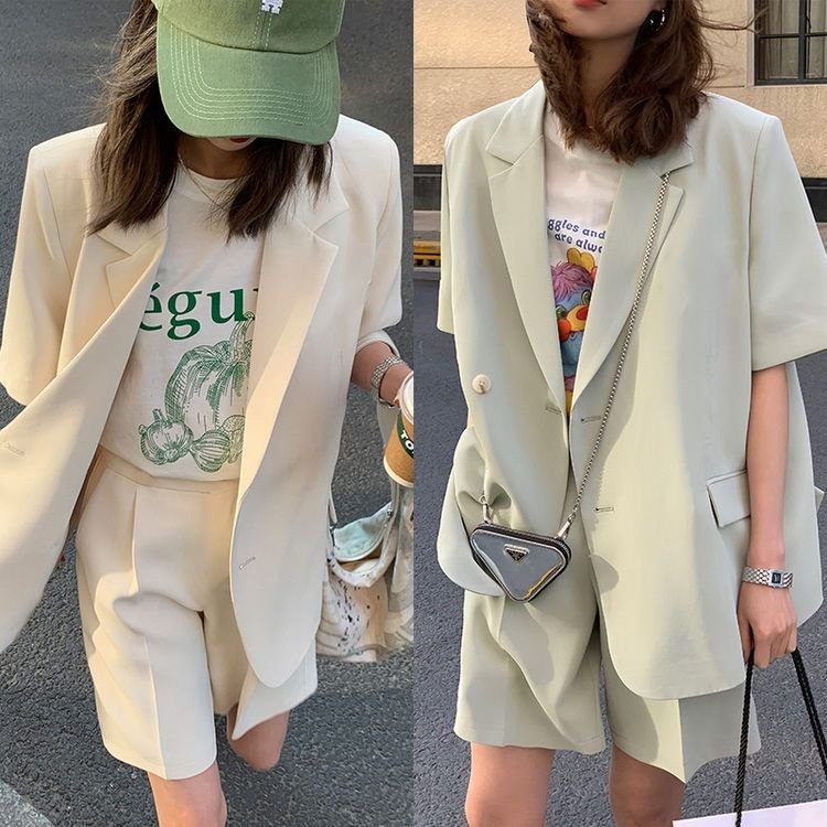 レディース パンツ ジャケット 半袖 無地 ゆったり 春夏 カジュアル きれいめ 春 ショート 夏 ショートパンツ シンプル 上品 薄手 スーツ セットアップ ポリエステル