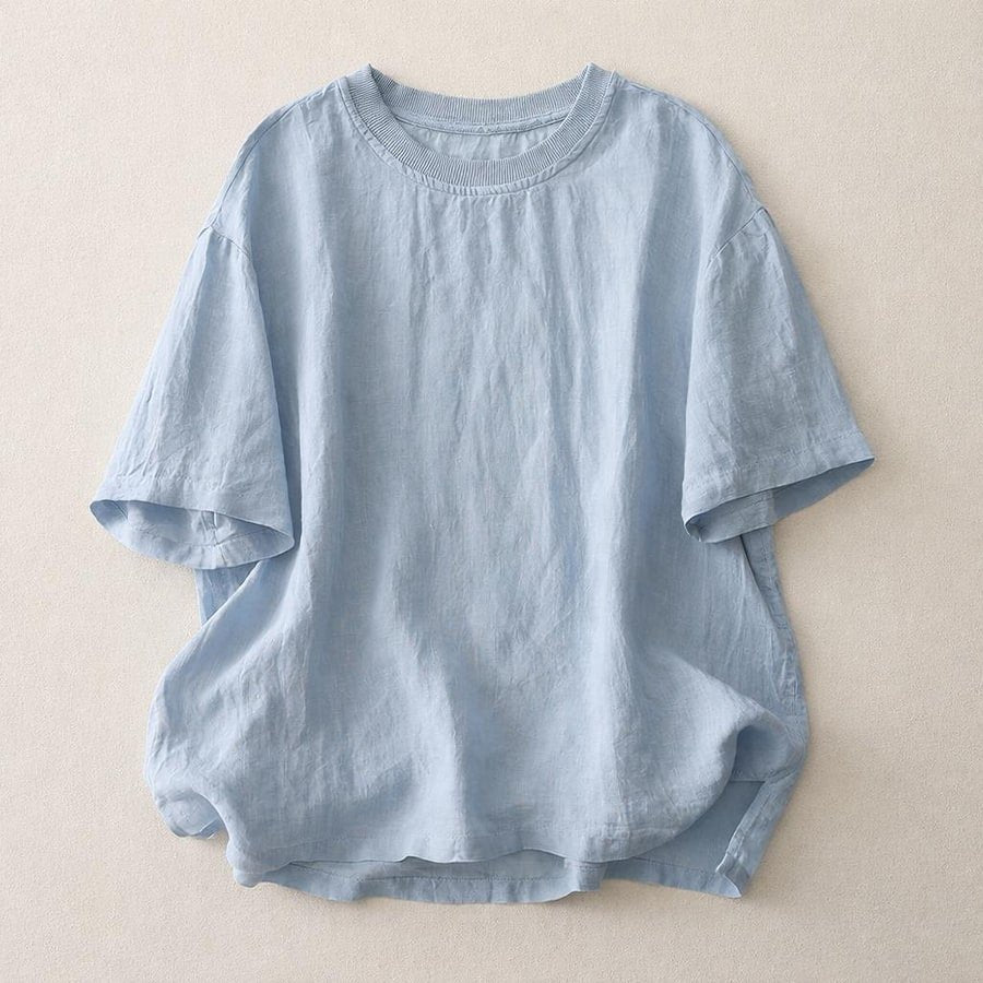 レディース トップス Tシャツ 半袖 無地 ゆったり 春夏 カジュアル レトロ 春 夏 ラウンドネック シンプル シャツ 切り替えデザイン プルオーバー リブ レギュラー ポリエステル