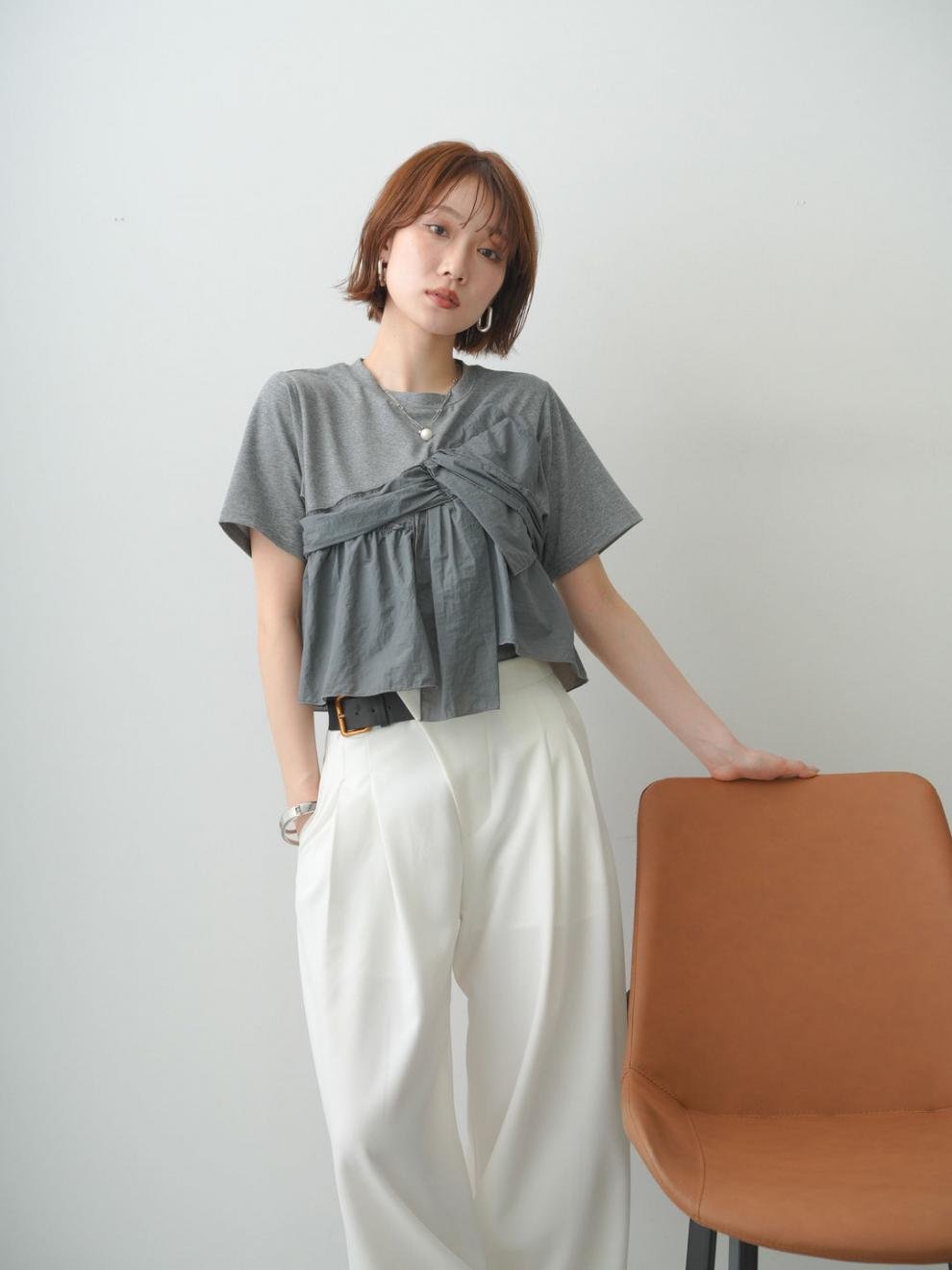 レディース トップス Tシャツ 半袖 無地 コットン 綿 春夏 春 白 夏 シンプル 上品 シャツ 襟付き