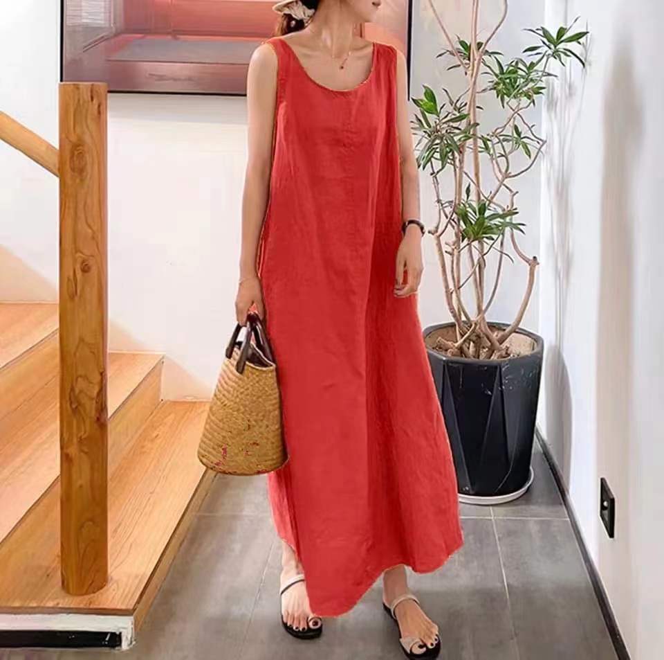 レディース ワンピース ロング マキシ 袖なし ノースリーブ ラウンドネック 大人可愛い きれいめ シンプル カジュアル 上品 おしゃれ レトロ アジアン こなれ感 個性的 主役級 存在感 ベーシック ナチュラル 無地 夏 ママ 通勤 学生 デート お出かけ お泊まり アウトドア リゾート 旅行 海 プール レストラン ビーチ 休日 バカンス トレンド 定番 S M L XL 2XL 3XL 4XL 5XL 大きいサイズ 黄色 ピンク ブルー レッド ネイビー 緑 ベーシックカラー
