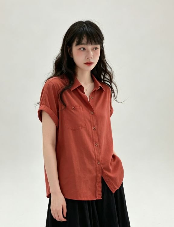 ブラウス シャツ 半袖 ゆったり リネン 春夏 きれいめ 通勤 前開き 春 夏 襟付き ボタン