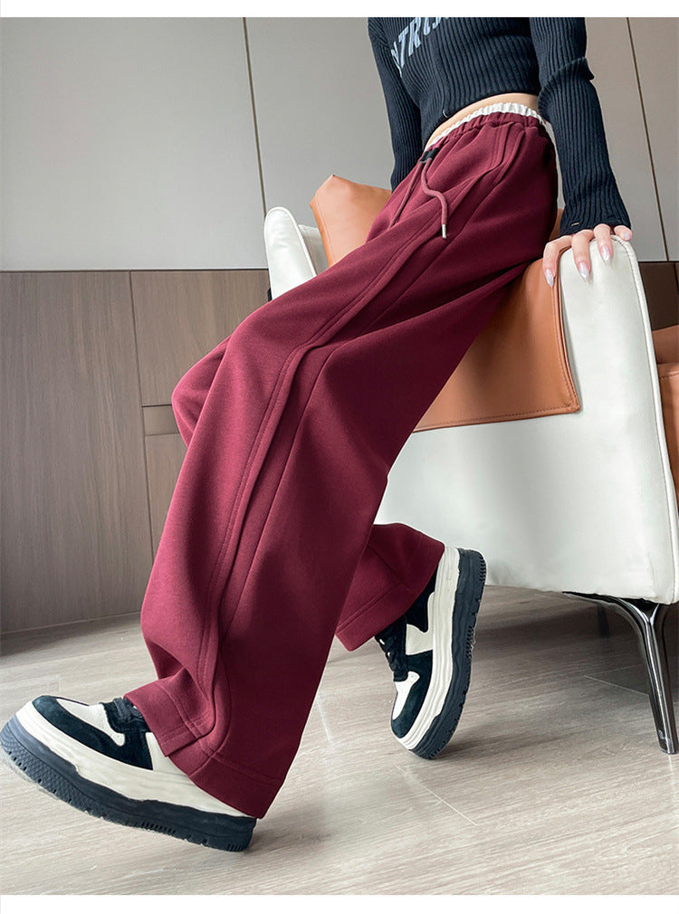 レディース パンツ ボトムス ロングパンツ ワイドパンツ ロング ワイド ストレート 裾ワイド ポケット ハイウエスト ウエストゴム 薄手 大人可愛い シンプル カジュアル おしゃれ かっこいい こなれ感 個性的 主役級 存在感 都会的 無地 秋 冬 ロングシーズン ママ デート お出かけ 旅行 合コン 韓国 オルチャン 体型カバー 美脚 脚長 普段使い 着回し モテ 清楚 流行 インスタ映え 定番 S M L XL 2XL 大きいサイズ 黒 ブラック グレー ワインレッド アプリコット ネイビー