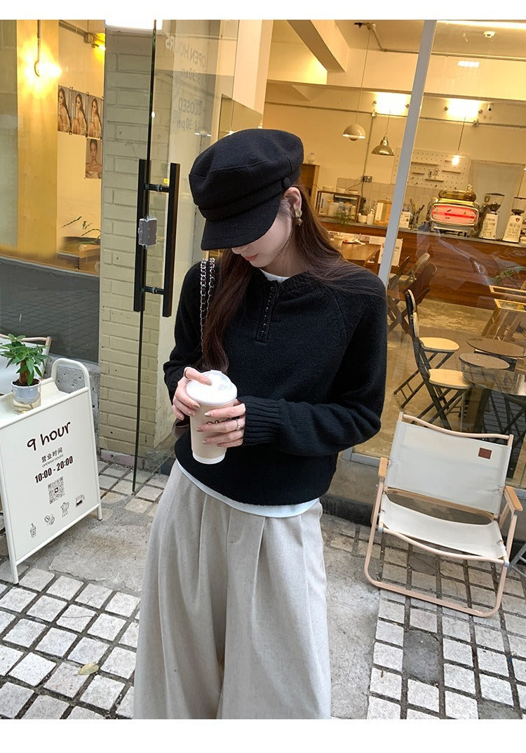 レディース トップス ニット セーター プルオーバー ミディアム 長袖 ラグラン ラウンドネック ボタン かわいい 大人可愛い きれいめ シンプル カジュアル 上品 おしゃれ こなれ感 個性的 ベーシック ナチュラル 無地 春 秋 冬 ママ 通勤 学生 学校 通学 デート お出かけ 旅行 公園 女子会 休日 ショッピング お花見 合コン コンパ 婚活 モテ 清楚 定番 S M L 黒 グレー ベージュ ブルー ベーシックカラー 大人カラー