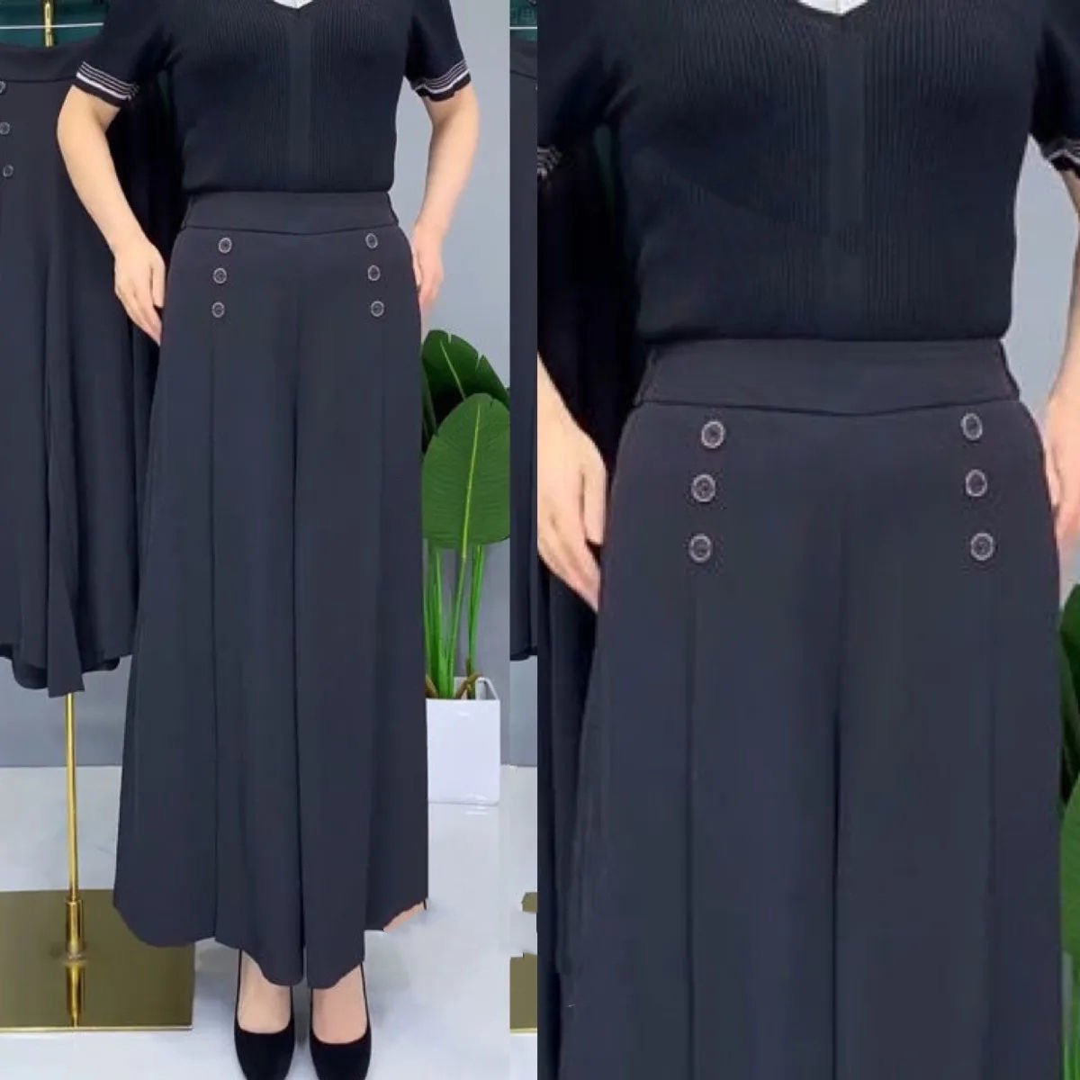 レディース スカート ゆったり 春夏 春 夏 薄手 切り替えデザイン ポリエステル