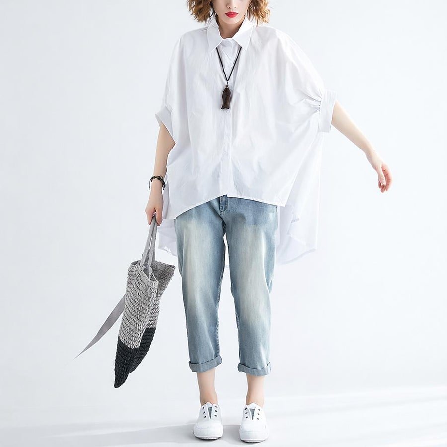 シャツ Tシャツ 半袖 ゆったり 夏 体型カバー 大きいサイズ 春夏 前開き 上品 襟付き レギュラー ポリエステル