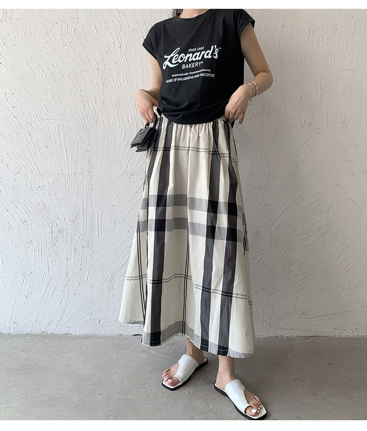 スカート チェック柄 春夏 カジュアル きれいめ 春 夏 ミモレ 上品 Aライン ポリエステル