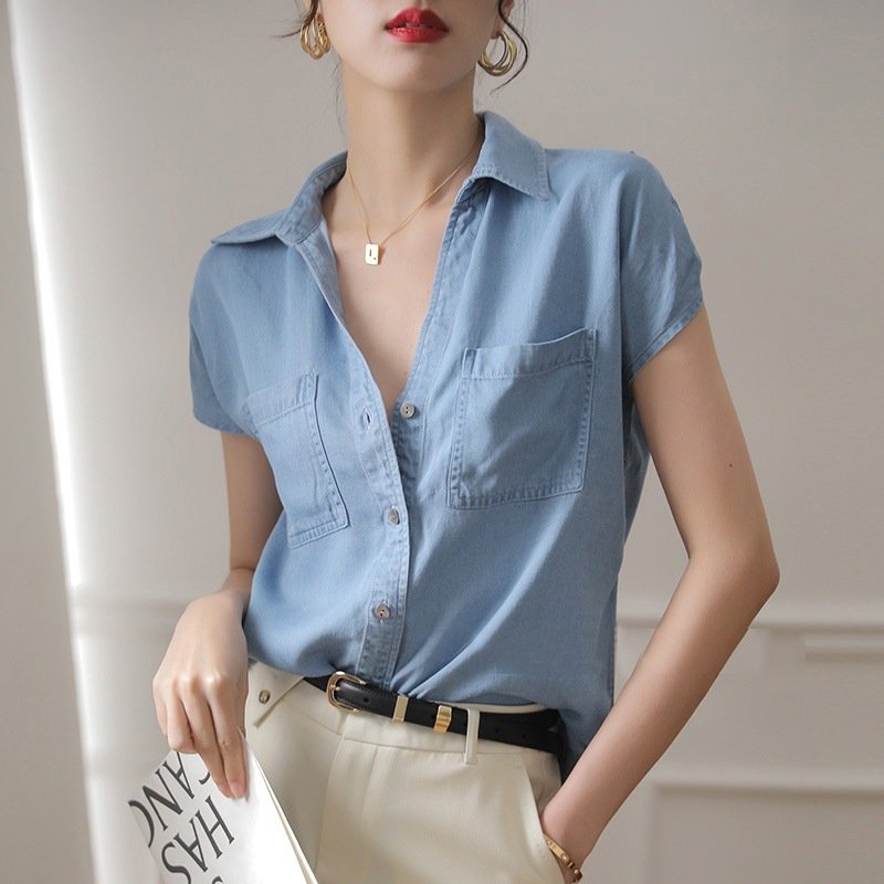 レディース ブラウス シャツ トップス ゆったり 春夏 体型カバー おしゃれ 夏服 前開き Vネック 春 ショート 夏 膝丈 シフォン ピンク ポリエステル