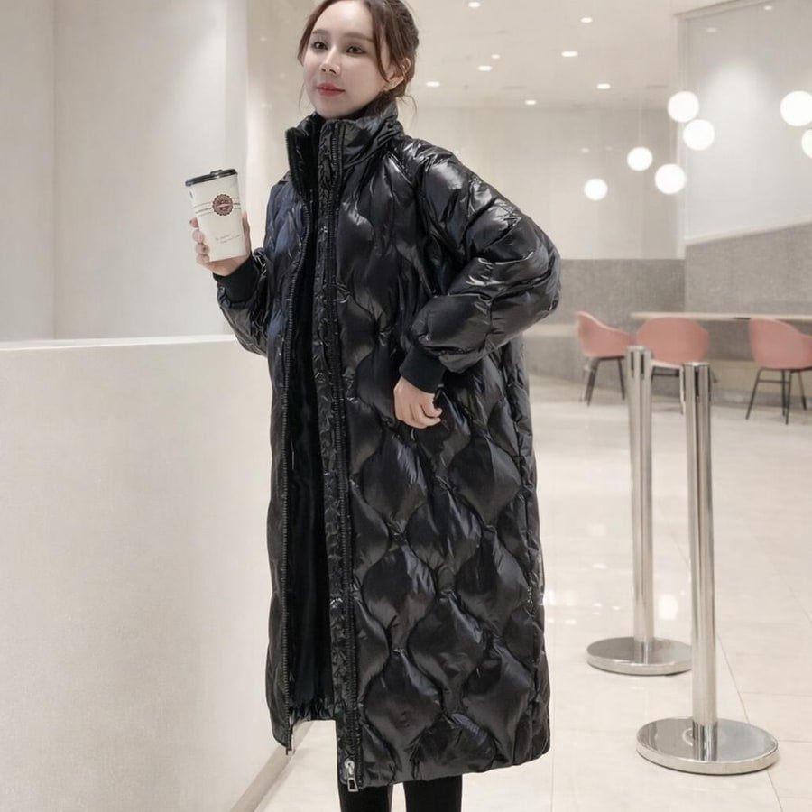 レディース コート ジャケット 長袖 ゆったり コットン 綿 冬 体型カバー 膝丈 ダウン スタンドカラー 光沢 ポリエステル ダウンジャケット