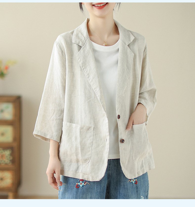 レディース ジャケット ゆったり コットン 綿 リネン 春夏 きれいめ レトロ 通勤 オフィス 体型カバー 春 ショート 夏 レザー レギュラー ボタン