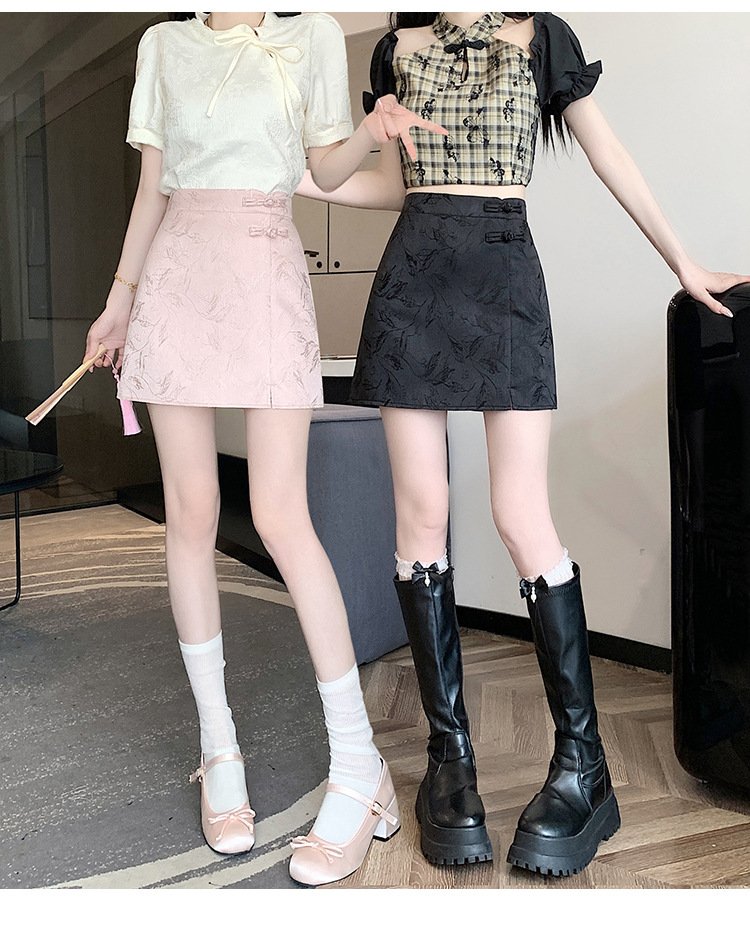 レディース スカート スリム 春夏 きれいめ 春 ショート 夏 上品 Aライン エスニック ハイウエスト ショートスカート ボタン
