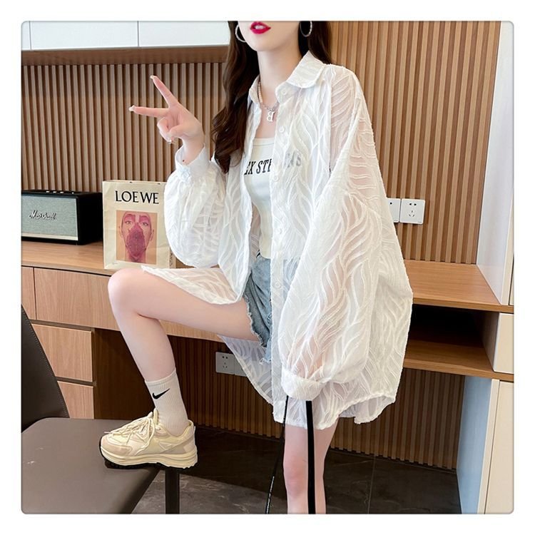 シャツ コート ジャケット 長袖 ゆったり 春夏 カジュアル 前開き 春 夏 ミモレ 薄手 ポリエステル