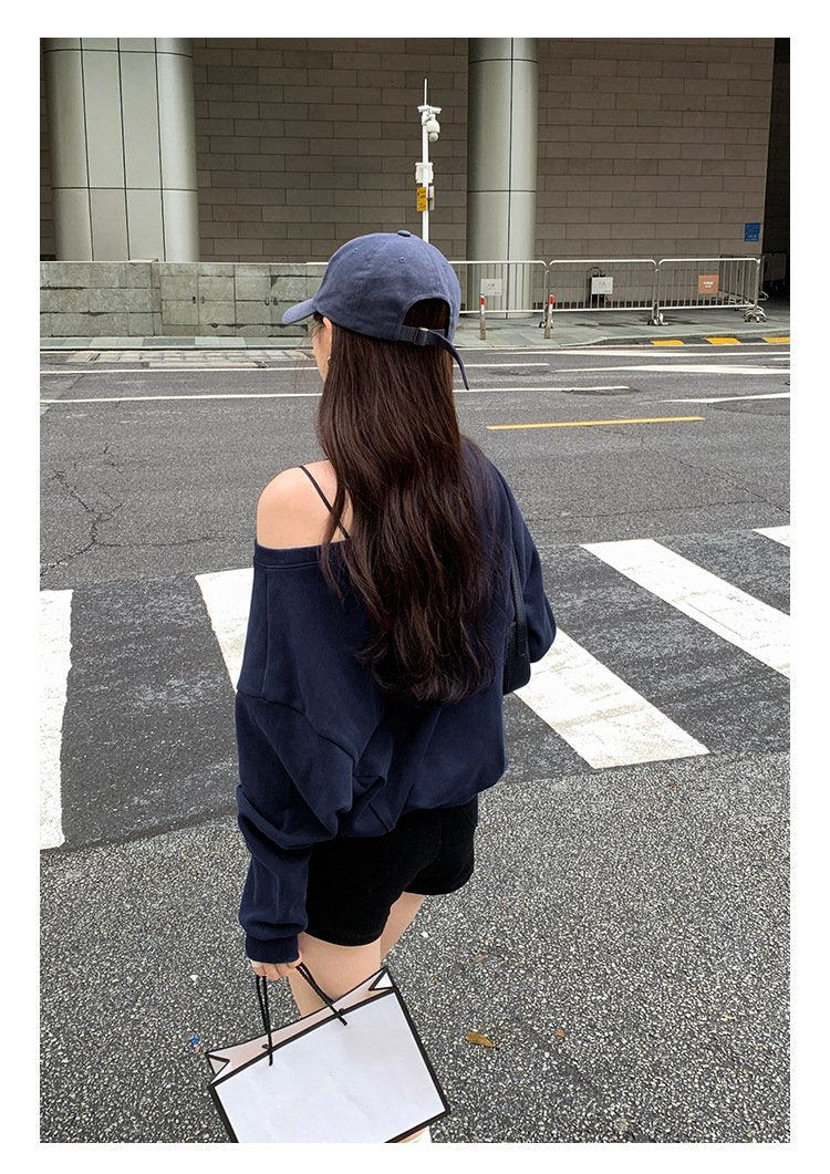 レディース パーカー 長袖 無地 ゆったり オーバーサイズ 春夏 カジュアル アメリカン きれいめ 通勤 オフィス 体型カバー 春 夏 膝丈 秋 シンプル オフショルダー プルオーバー スウェット タイ