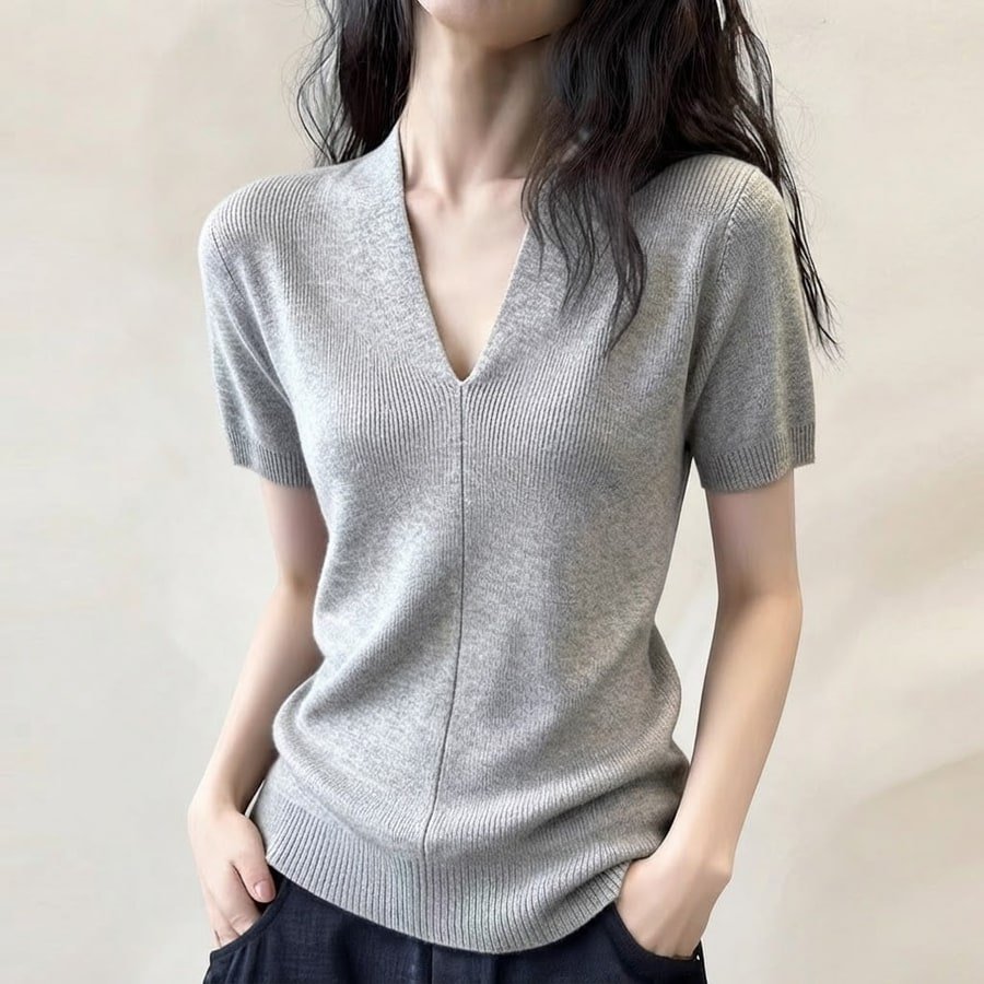 レディース トップス Tシャツ ニット 半袖 無地 ゆったり スリム 春夏 きれいめ 通勤 体型カバー 大きいサイズ Vネック 春 夏 ラウンドネック シンプル シャツ 都会的 レギュラー