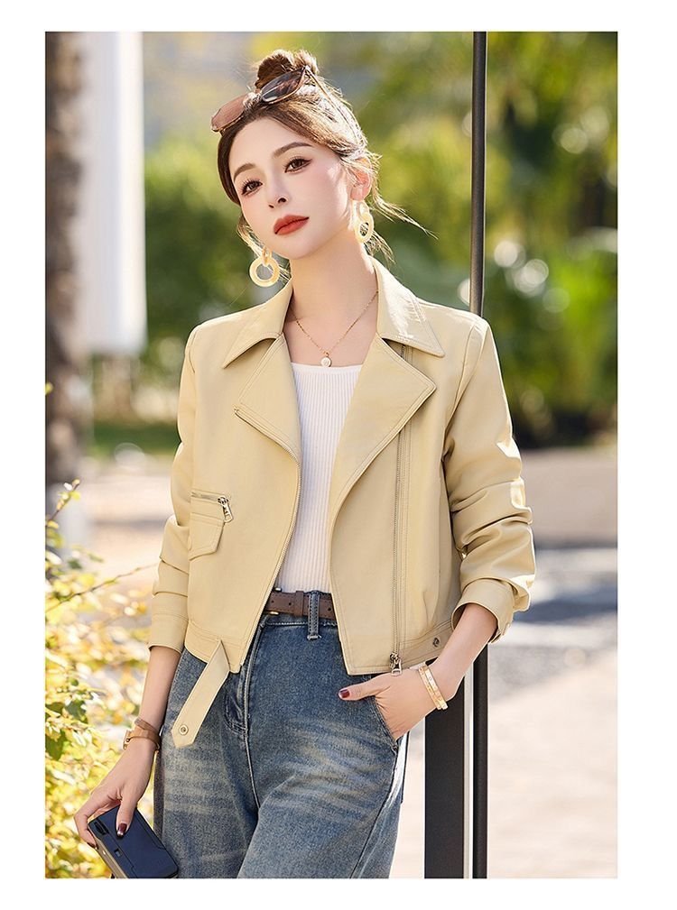 レディース ジャケット 長袖 春夏 カジュアル きれいめ 春 ショート 夏 秋 上品 レザー タイ ストレッチ アウター レザージャケット テーラードジャケット