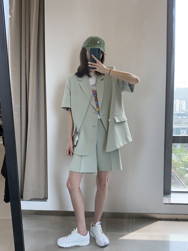 レディース パンツ ジャケット 半袖 無地 ゆったり 春夏 カジュアル きれいめ 春 ショート 夏 ショートパンツ シンプル 上品 薄手 スーツ セットアップ ポリエステル