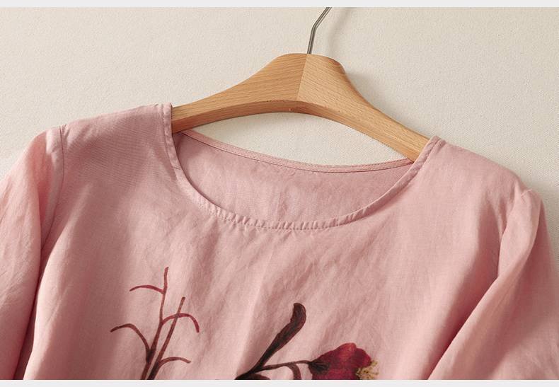 レディース シャツ トップス Tシャツ 半袖 プリント ゆったり コットン 綿 麻 春夏 きれいめ 通勤 体型カバー 前開き デニム 春 夏 プルオーバー レイヤード