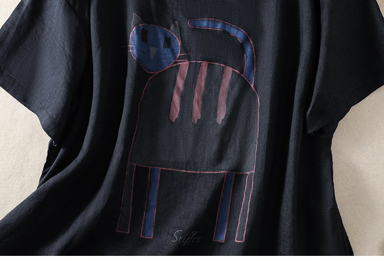 レディース Tシャツ 半袖 アニマル柄 ゆったり コットン 綿 麻 春夏 カジュアル きれいめ 通勤 オフィス 体型カバー 春 夏 シャツ ヴィンテージ インナー レギュラー