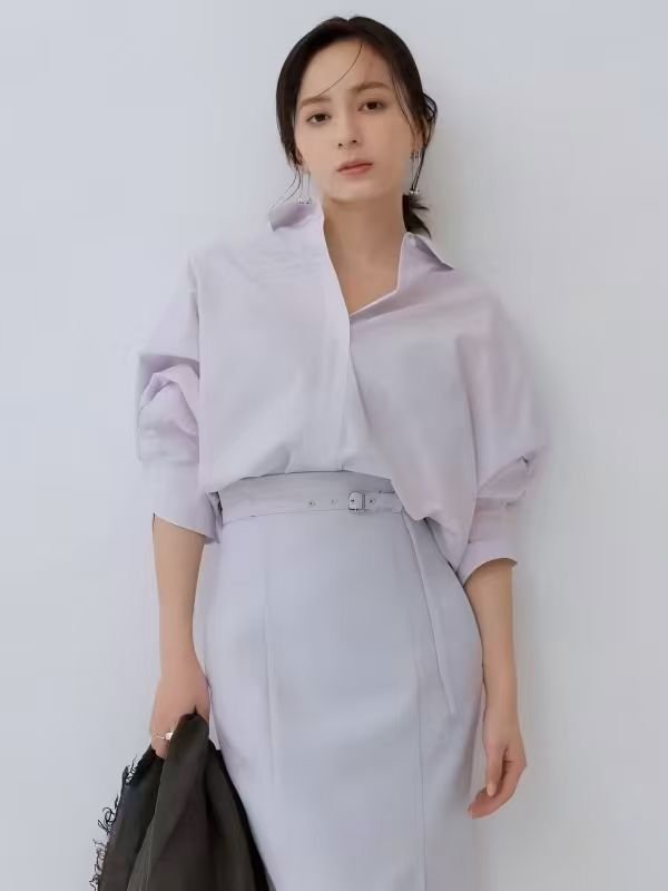 シャツ トップス 長袖 無地 ゆったり 春夏 カジュアル 前開き 春 夏 シンプル 切り替えデザイン 襟付き レギュラー ボタン ポリエステル