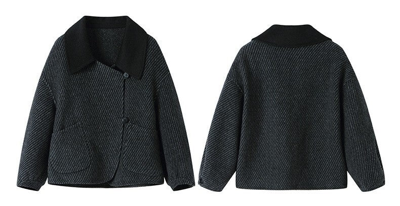レディース ジャケット コート アウター 上着 ジャケットコート ステンカラー ステンカラーコート ショート ショート丈 長袖 襟付き フェミニン ポケット 前開き ボタン かわいい 大人可愛い きれいめ シンプル カジュアル 上品 おしゃれ こなれ感 ラフ 主役級 存在感 抜け感 ナチュラル 秋 冬 デート お出かけ 旅行 女子会 休日 ショッピング カフェ モノトーン 重ね着 体型カバー 普段使い 着回し レイヤード スタイリッシュ スタイルアップ M L ゆったり ゆる ブラック
