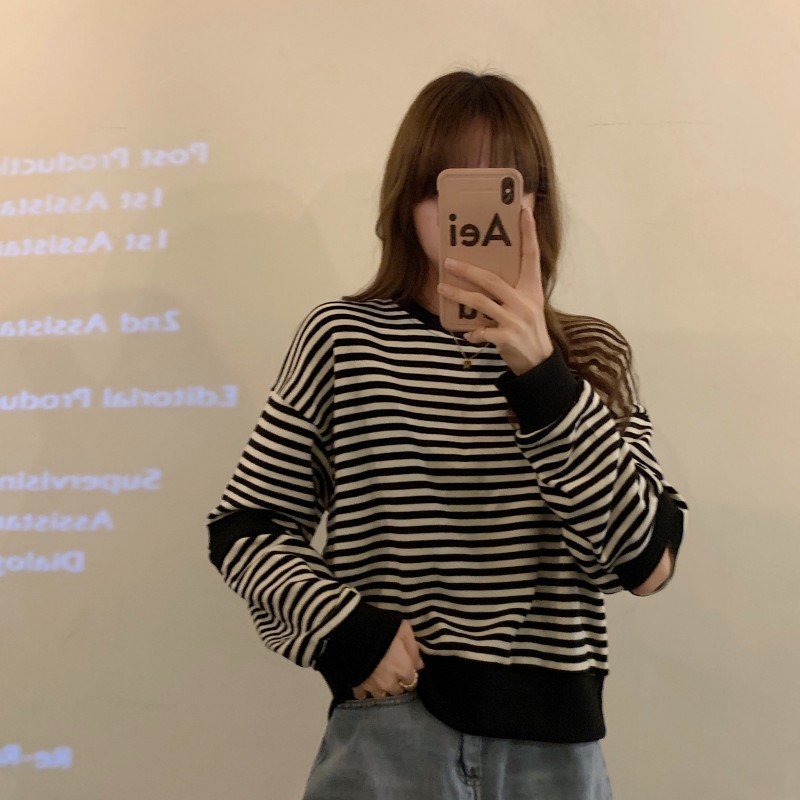 レディース シャツ トップス 長袖 ボーダー ストライプ チェック柄 ゆったり 秋冬 秋 きれいめ 通勤 体型カバー おしゃれ 前開き 膝丈 ラウンドネック 冬 学生 上品 薄手 切り替えデザイン 個性的 スウェット ポリエステル
