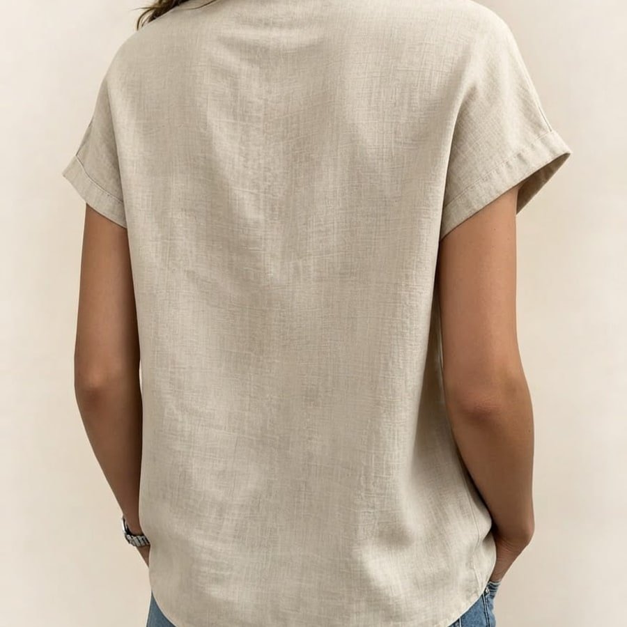 レディース シャツ Tシャツ 半袖 無地 ゆったり 春夏 カジュアル 体型カバー 前開き 春 夏 ラウンドネック シンプル 切り替えデザイン プルオーバー ストレッチ レギュラー ポリエステル