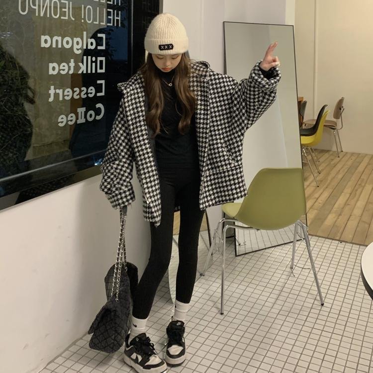 レディース カーディガン コート ジャケット チェック柄 ゆったり 秋 膝丈 ブラック ダウン パーカー フード ダウンジャケット