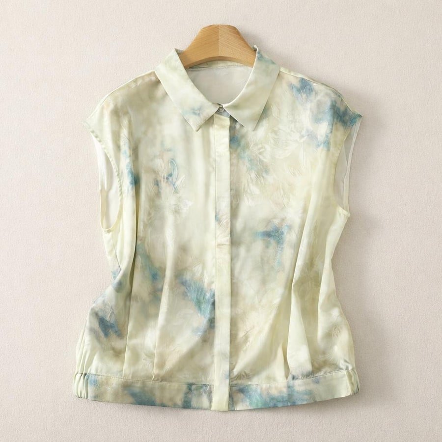 レディース ブラウス シャツ トップス 半袖 ゆったり 春夏 きれいめ 通勤 前開き 春 夏 シンプル 上品 サテン