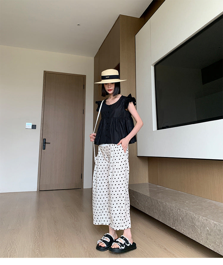 お腹切り替え ウエスト調整ゴム プレママ レディース パンツ ボトムス ワイドパンツ タックパンツ アンクル丈 ワイド フェミニン ハイウエスト ウエストゴム 切り替えデザイン ポケット かわいい 大人可愛い きれいめ シンプル カジュアル おしゃれ こなれ感 ガーリー キュート ナチュラル ドット柄 水玉 春 夏 マタニティ デート お出かけ 旅行 女子会 休日 ショッピング カフェ ランチ お家時間 楽ちん 普段使い 着回し M L XL 2XL 大きいサイズ ベージュ ベーシックカラー 春カラー