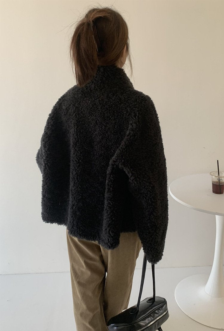 レディース ジャケット 長袖 秋冬 秋 カジュアル ショート 膝丈 冬 ハイネック ボア スタンドカラー アウター ボアジャケット
