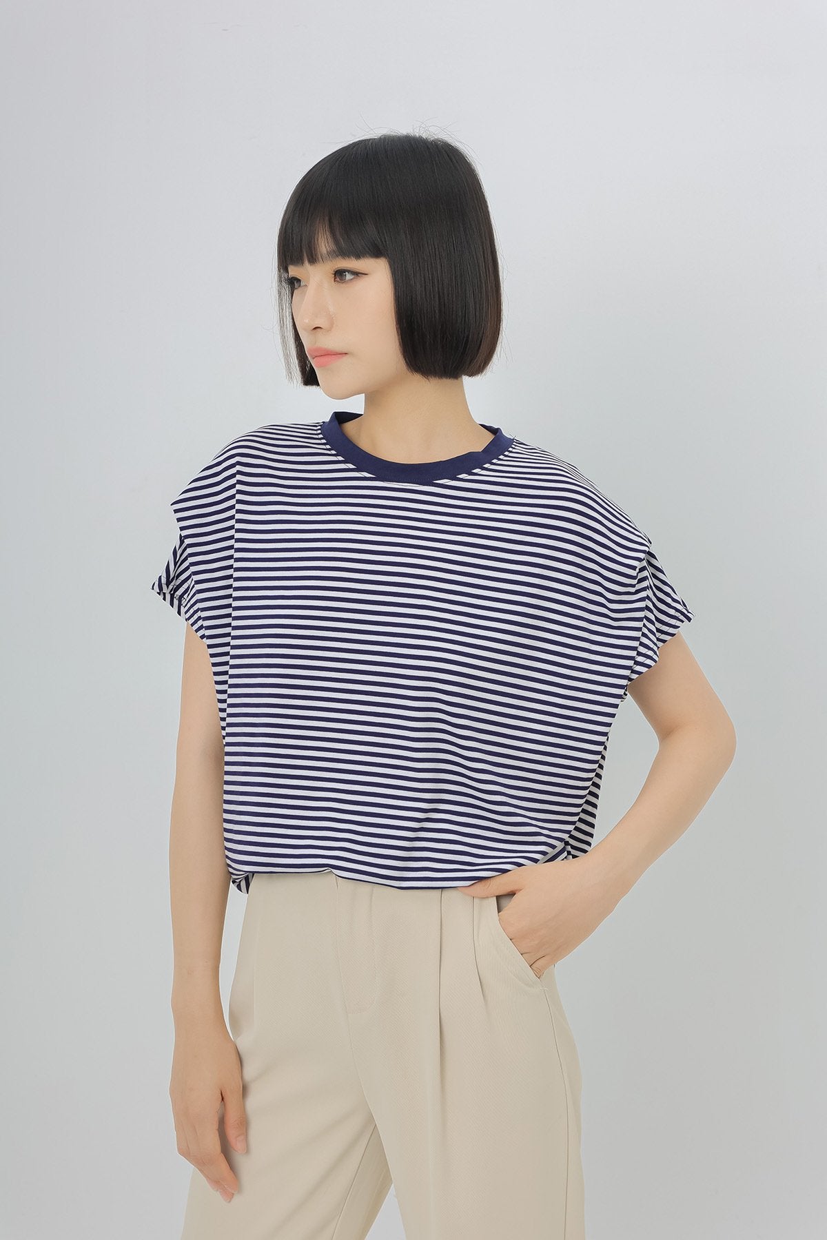レディース トップス Tシャツ ニット 半袖 ボーダー ストライプ チェック柄 ゆったり コットン 綿 夏 体型カバー 春夏 膝丈 ラウンドネック シャツ