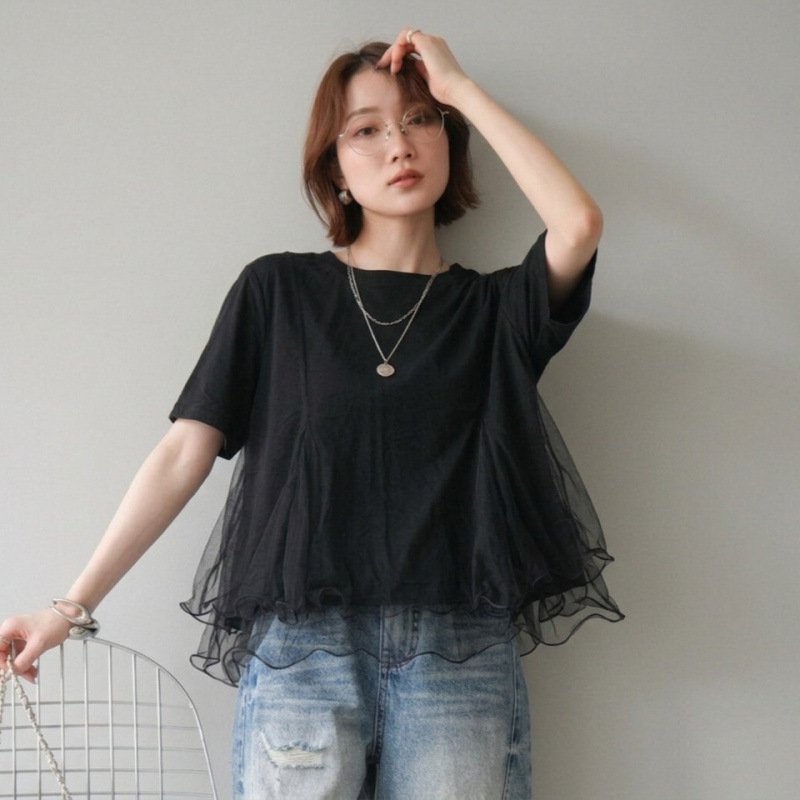 レディース トップス Tシャツ 半袖 無地 春夏 レトロ 通勤 春 重ね着 夏 シンプル シャツ 丸首