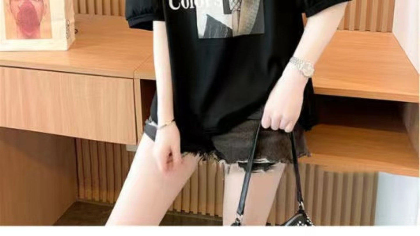 Tシャツ 半袖 ゆったり コットン 綿 春夏 カジュアル 春 夏 ラウンドネック レース ミモレ シャツ ステッチ シースルー