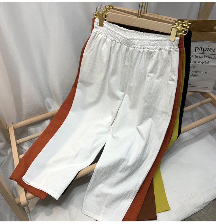 レディース パンツ 無地 ゆったり コットン 綿 リネン 春夏 カジュアル 春 夏 シンプル 9分丈