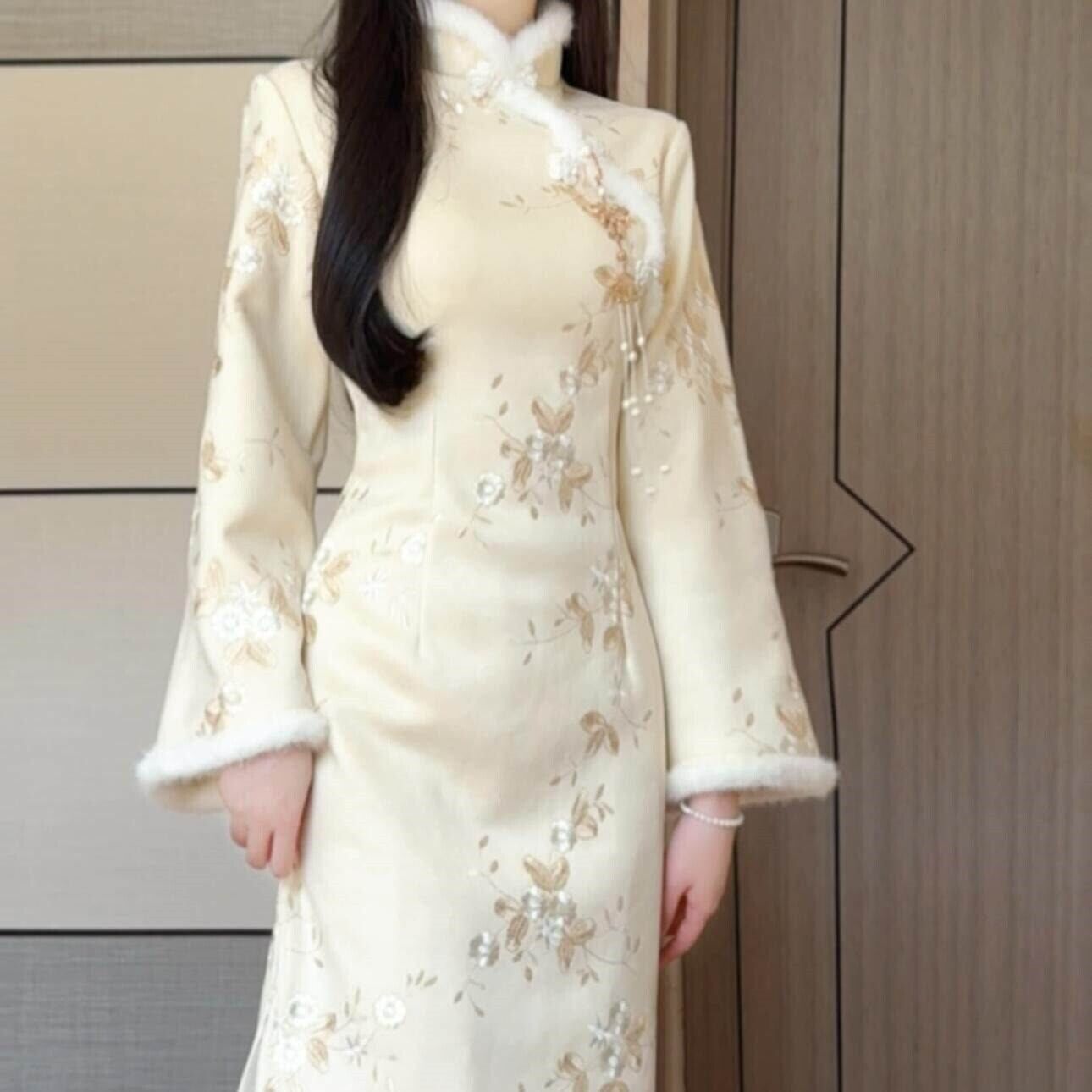 ドレス ワンピース 結婚式 二次会 ステージ 舞台 コスプレ 謝恩会 演劇 ロング 長袖 ハイネック マーメイド タイト スリム 細身 セミフレア チャイナドレス 刺繍 きれいめ 大人可愛い 上品 おしゃれ アジアン エスニック エキゾチック エレガント 主役級 存在感 抜け感 クラシック 清楚 ゴージャス エレガント 華やか 花柄 フラワー パーティー ホテル レストラン 体型カバー 二の腕カバー 高見え 光沢感 春 秋 冬 パーティ