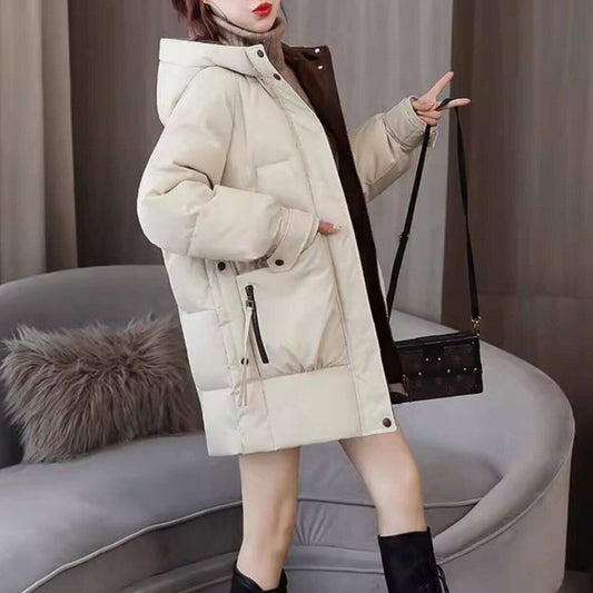 レディース ダウン 上着 羽織 前開き 膝下 長袖 ハイネック フード ストレート Iライン ファスナー ポケット 前開き ボタン シンプル カジュアル おしゃれ こなれ感 クール 主役級 存在感 抜け感 都会的 無地 秋 冬 ロングシーズン 母の日 ママ 通勤 通学 デート お出かけ リゾート 旅行 女子会 合コン 韓国 オルチャン コーデ 楽ちん 暖かい 防寒 体型カバー 着回し レイヤード インスタ映え 定番 2